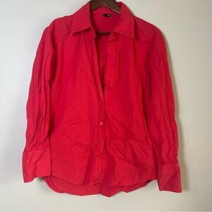 MONROW Oversized Collared Button Up Shirt Red Size XS